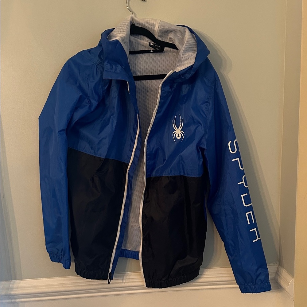 Spyder Blue and Black Windbreaker raincoat men’s size medium